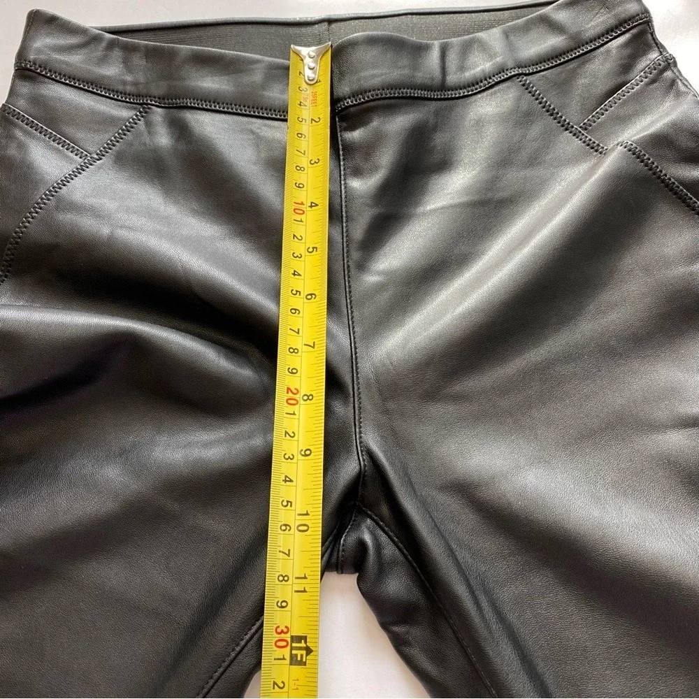 Free People Vegan Leather Biker Leggings Black High Rise‎ Skinny Pull On Size 26